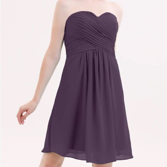 Bill Levkoff Style 109 Plum Chiffon Sweetheart Bodice Fit & Flare Dress SZ 22 - Picture 5 of 13